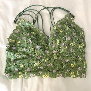 PINK Victoria Secret green floral bralette